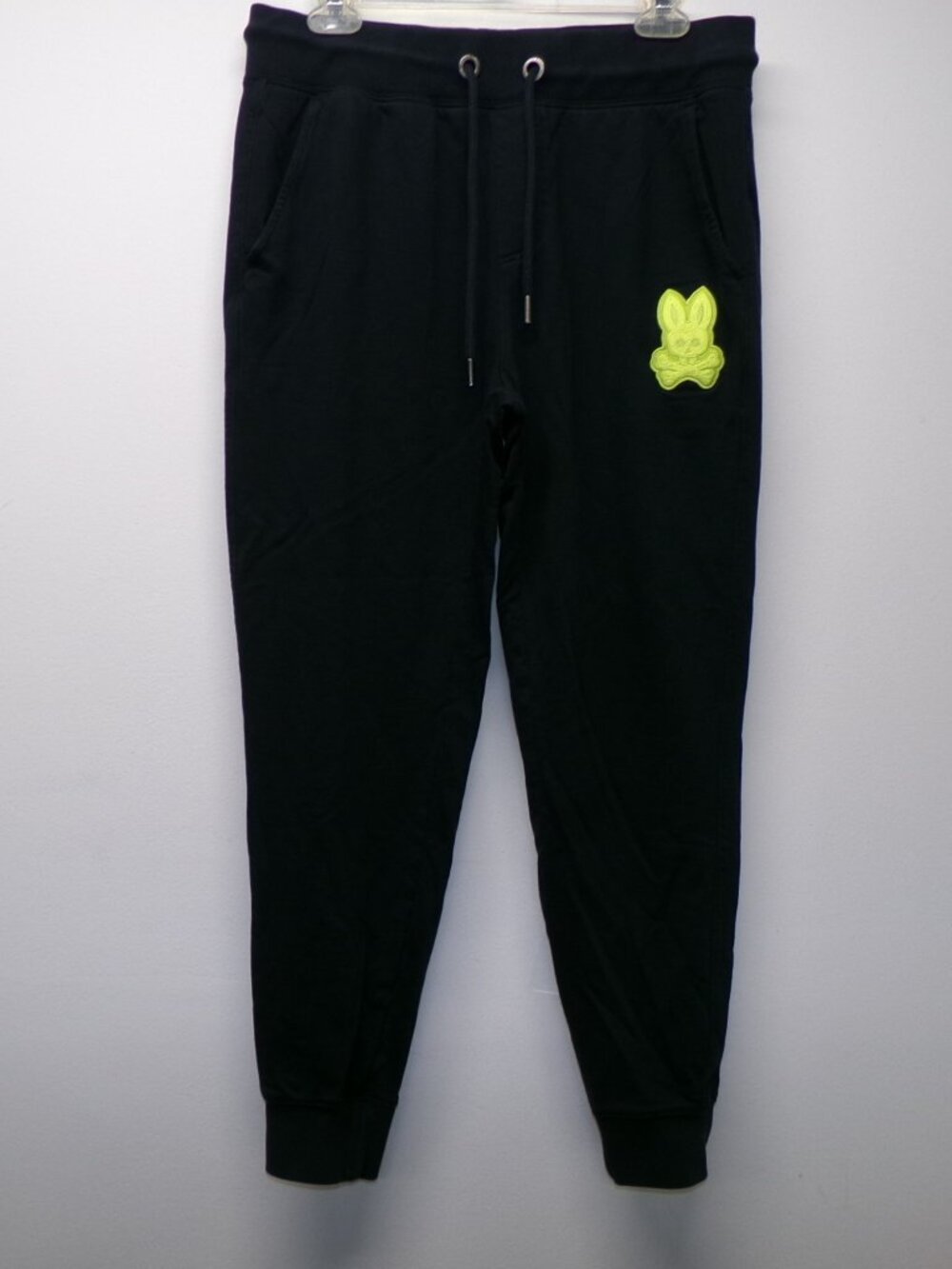 Psycho Bunny Joggers Mens Small Black Neon Logo Streetwear Sweatpants Pants